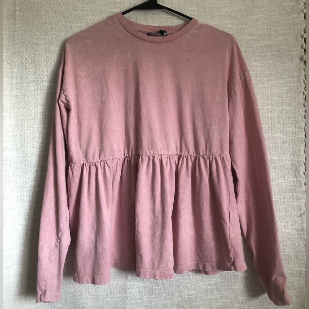 🌸ASOS Maternity Long-sleeved Dusty Pink Peplum Top